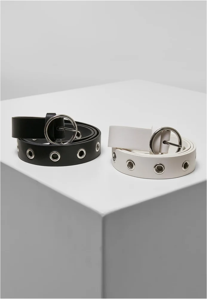Synthetic Leather Eyelet Belt 2-Pack