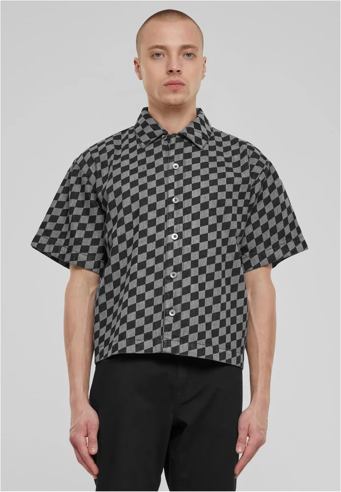 Laser Check Printed Boxy Shirt