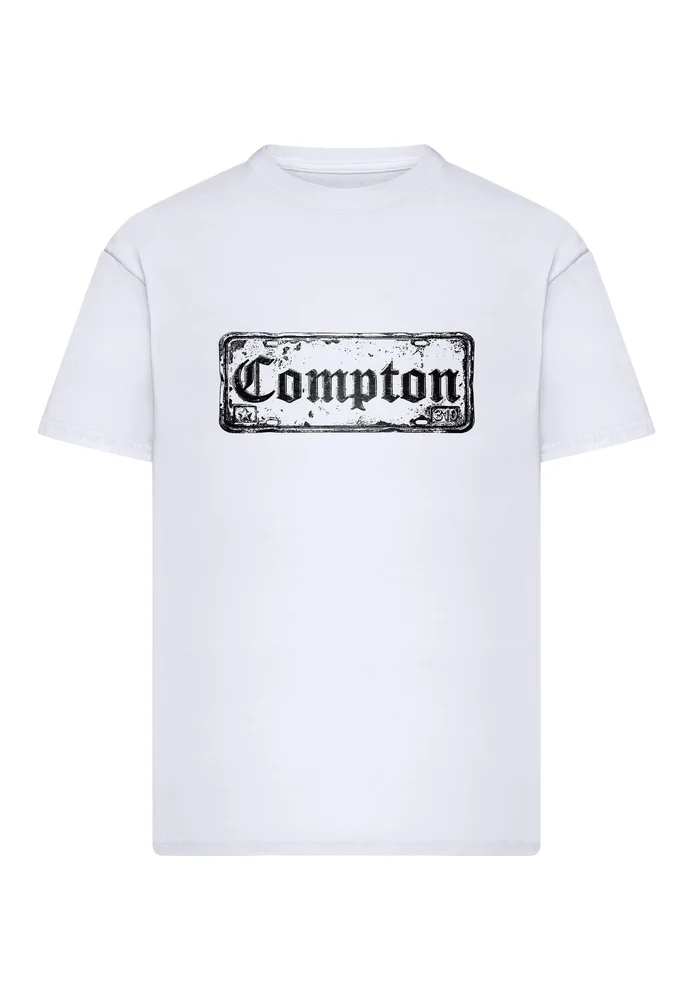 Compton License Plate Oversize Tee white S – Bild 3