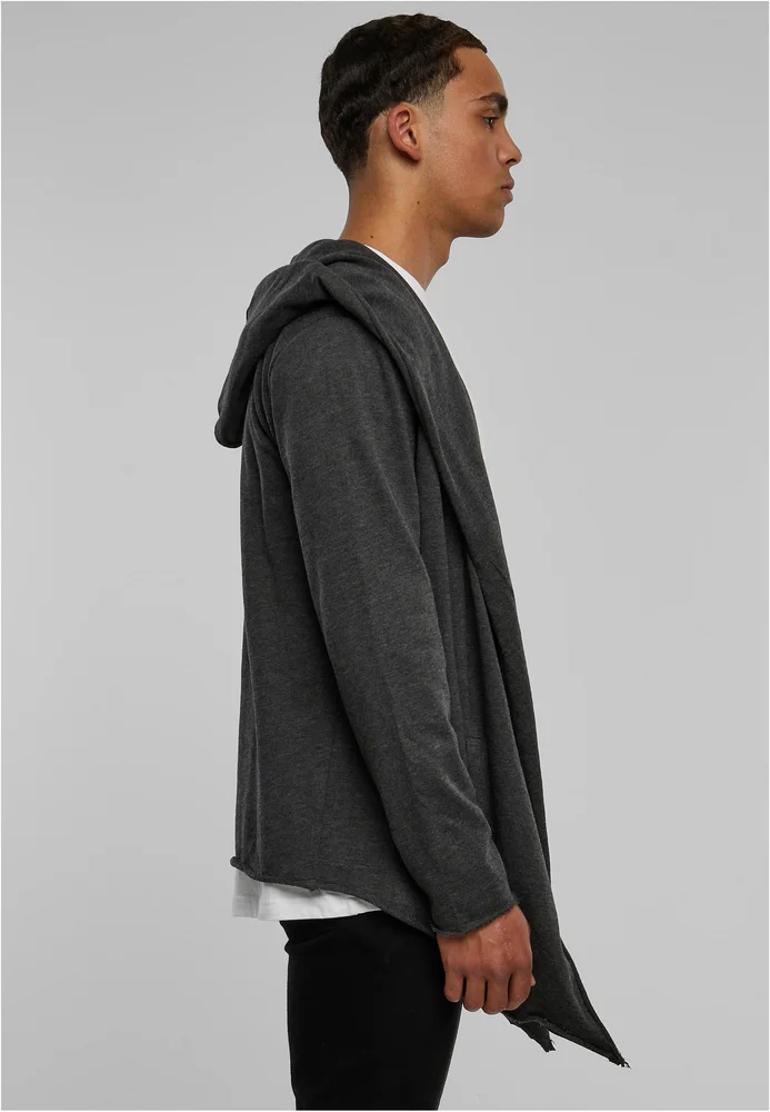 Long Hooded Open Edge Cardigan charcoal XXL – Bild 4