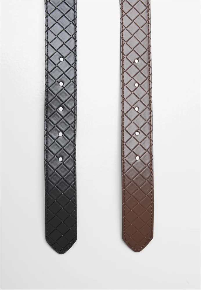 Woven Embossed Synthetic Leather Belt 2-Pack – Bild 3