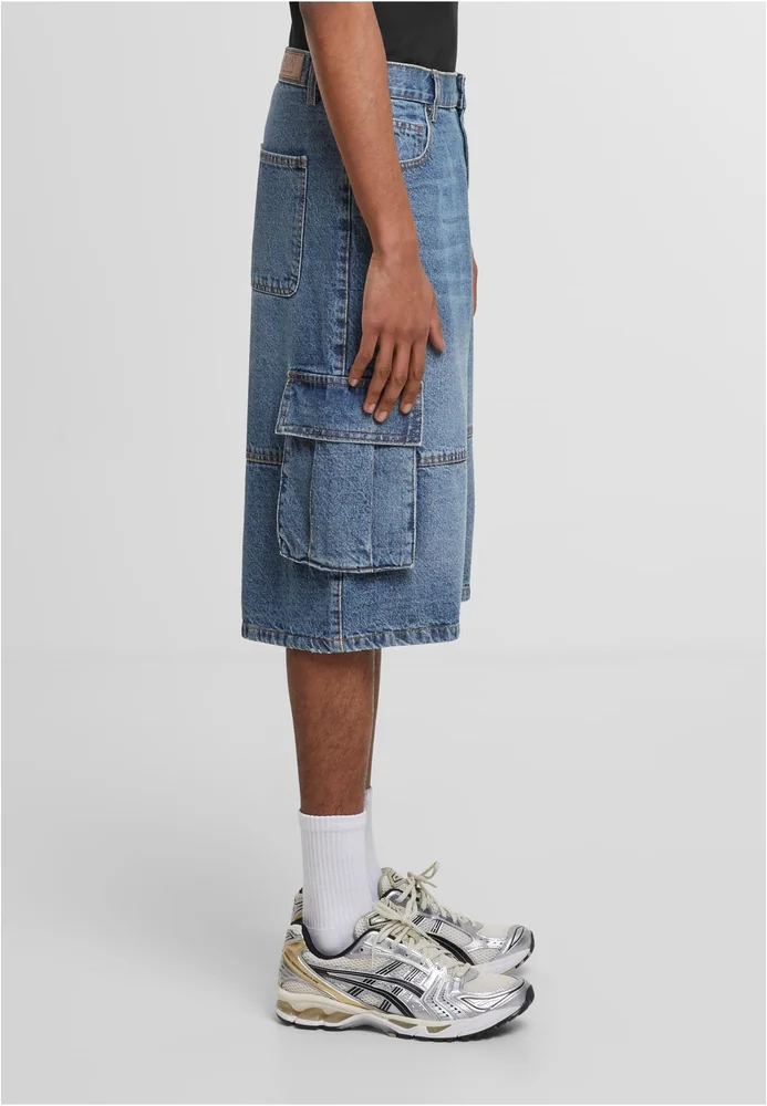 Relaxed Denim Cargo Shorts mid deep blue washed 34 – Bild 4