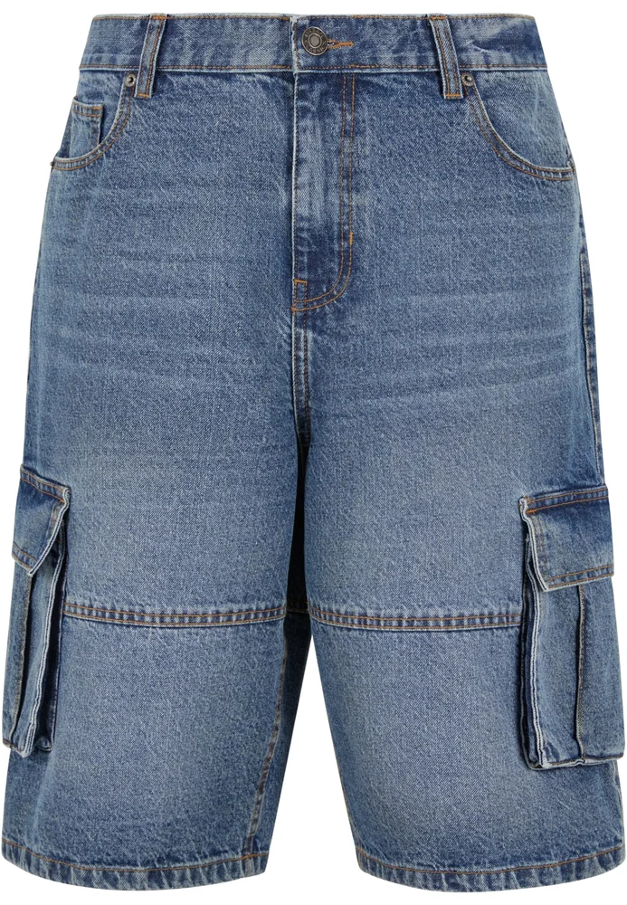 Relaxed Denim Cargo Shorts mid deep blue washed 34 – Bild 5