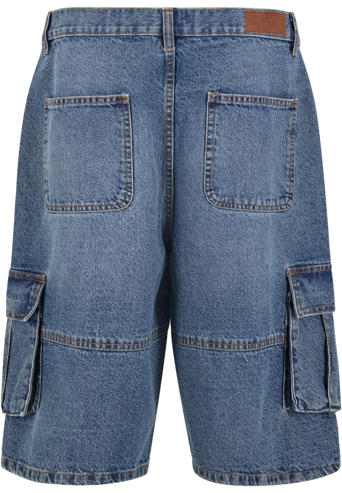 Relaxed Denim Cargo Shorts mid deep blue washed 34 – Bild 6