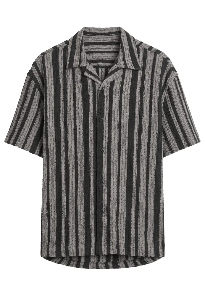 Two Color Striped Structured Resortshirt black/white M – Bild 3